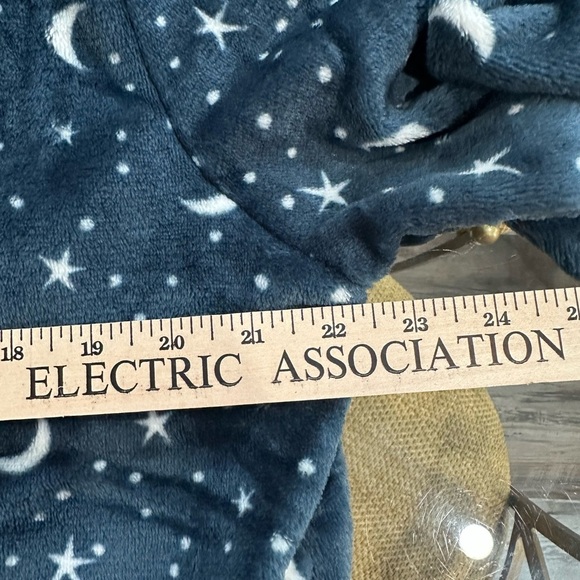 Wildfox Moon & Stars Blue Celestial Fleece Hoodie Plush Sleep Loungewear Sz S/M - Picture 3 of 9
